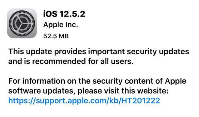 大兴苹果手机维修分享iOS12.5.2发布，建议所有老苹果用户安装 